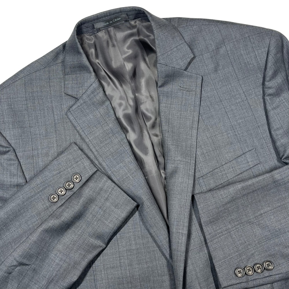 Lauren Ralph Lauren Blazer Mens 46R Grey Wool Glen Check Plaid Sport Coat Jacket